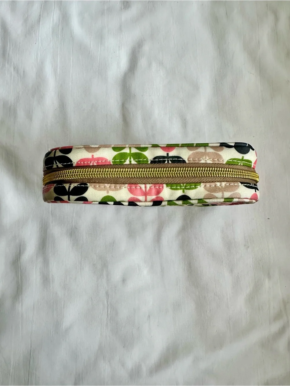 Orla Kiely Floral Stem Pattern Pouch in Green, Pink, Black, Beige